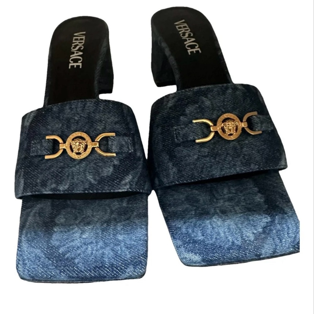 Versace Blue and Gold Sandals